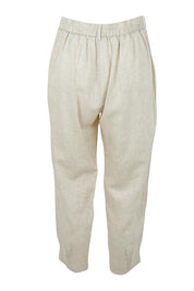 Product shot of the Lino Linen Blend Tapered Pant in colour Natural, from the back