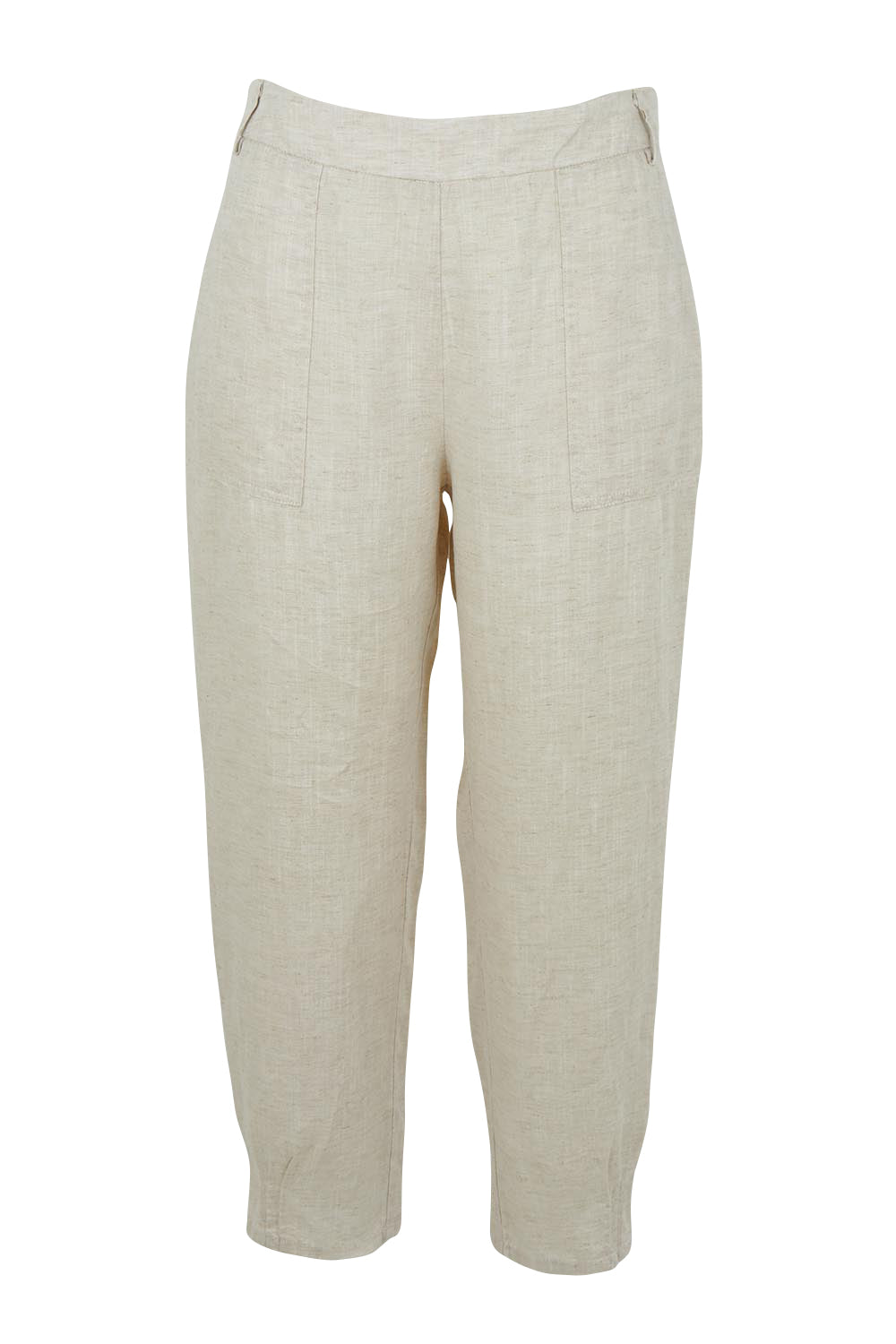 Product shot of the Lino Linen Blend Tapered Pant in colour Natural, from the front