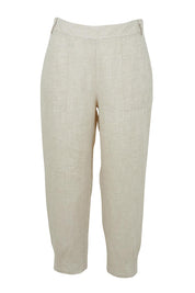 Product shot of the Lino Linen Blend Tapered Pant in colour Natural, from the front
