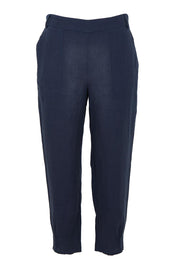Product shot of the Lino Linen Blend Tapered Pant in colour Navy (Blue), from the front