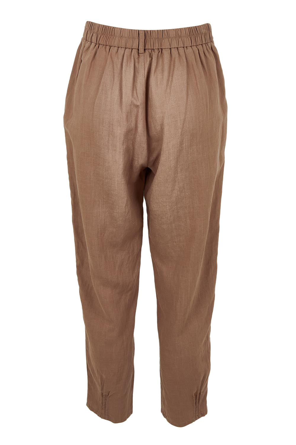Product shot of the Lino Linen Blend Tapered Pant in colour Nutmeg, from the back