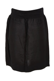 Product shot of the Lino Linen Blend Skirt in colour Black (Black), from the back