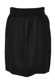 Product shot of the Lino Linen Blend Skirt in colour Black (Black), from the front