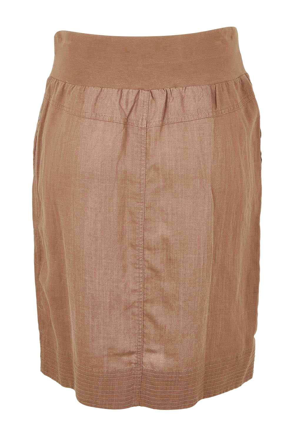 Product shot of the Lino Linen Blend Skirt in colour Nutmeg, from the back
