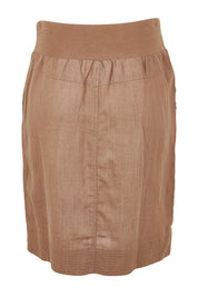 Product shot of the Lino Linen Blend Skirt in colour Nutmeg, from the back