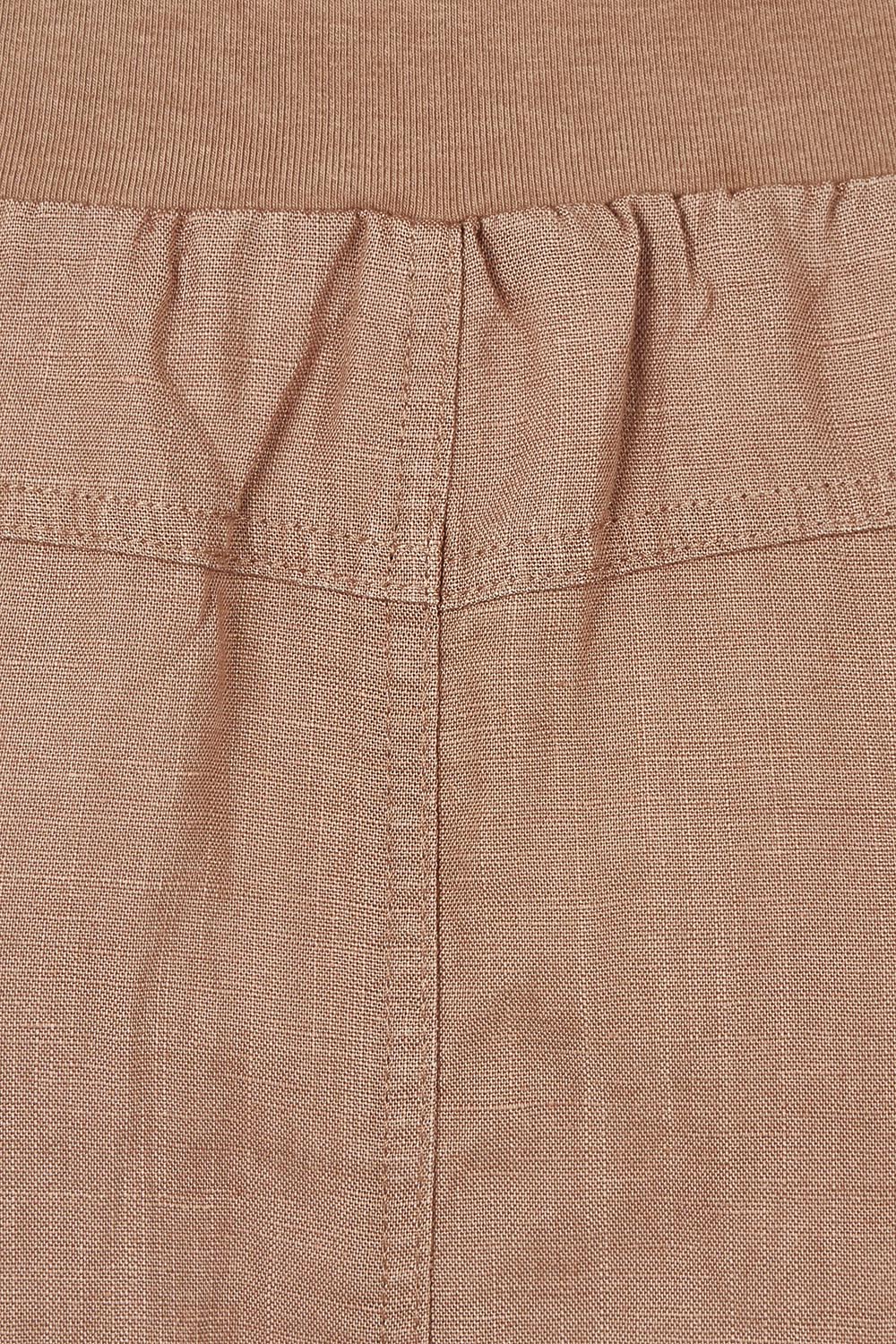 Product shot of the Lino Linen Blend Skirt in colour Nutmeg, detail