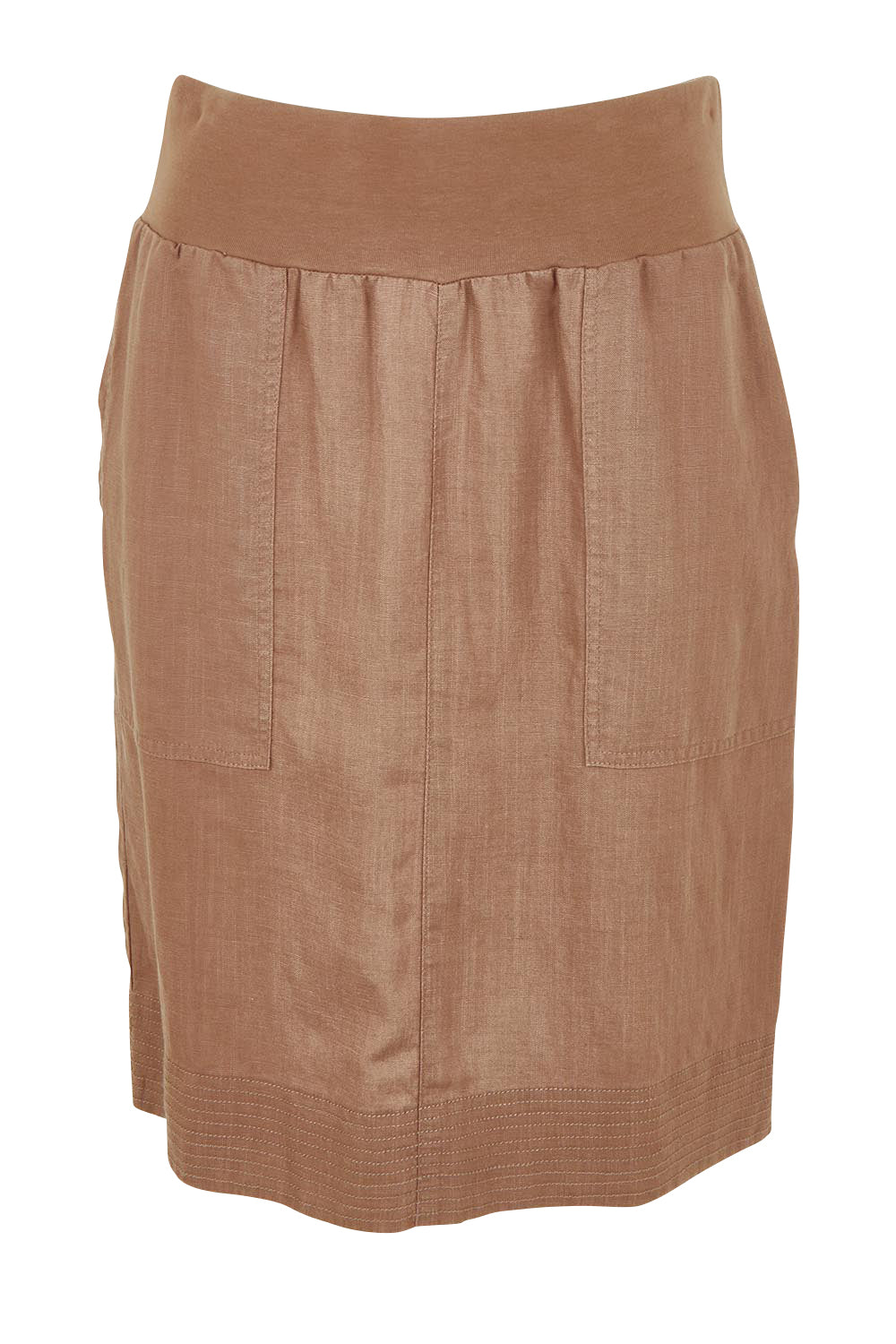 Product shot of the Lino Linen Blend Skirt in colour Nutmeg, from the front