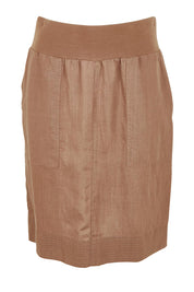 Product shot of the Lino Linen Blend Skirt in colour Nutmeg, from the front