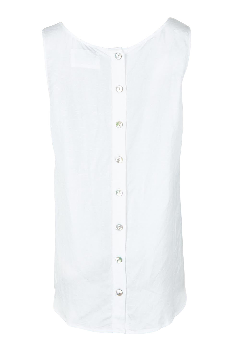 Product shot of the Lino Linen Blend Button Back Cami in colour White (White), from the back