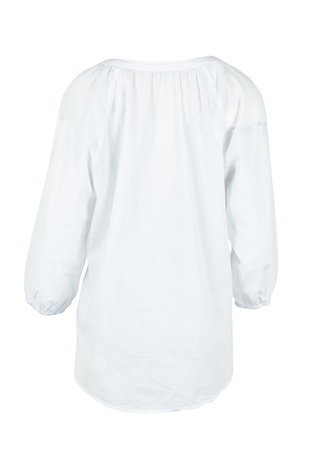 Product shot of the Coastal Embroidered Cotton Top in colour White (White), from the back