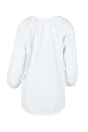Product shot of the Coastal Embroidered Cotton Top in colour White (White), from the back