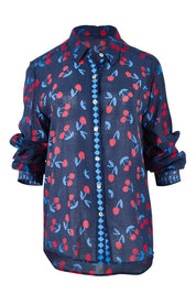 Product shot of the Cherry Delight Shirt in colour Navyred (Blue), detail