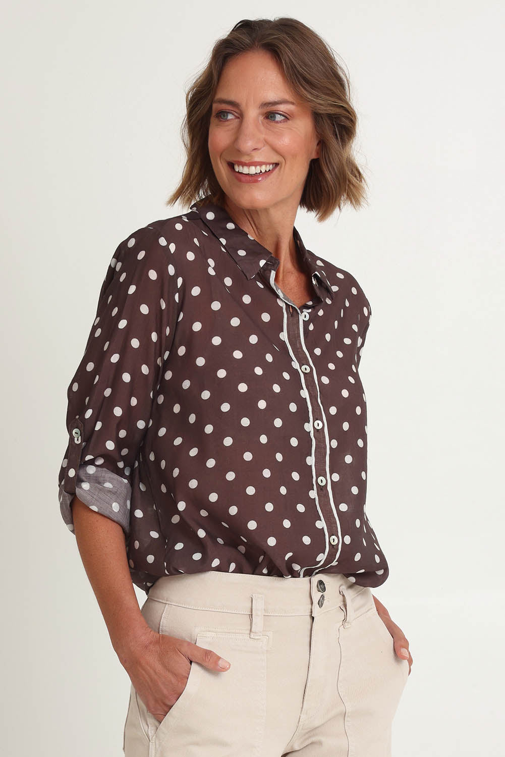 Aurora Spot Shirt – Coffee