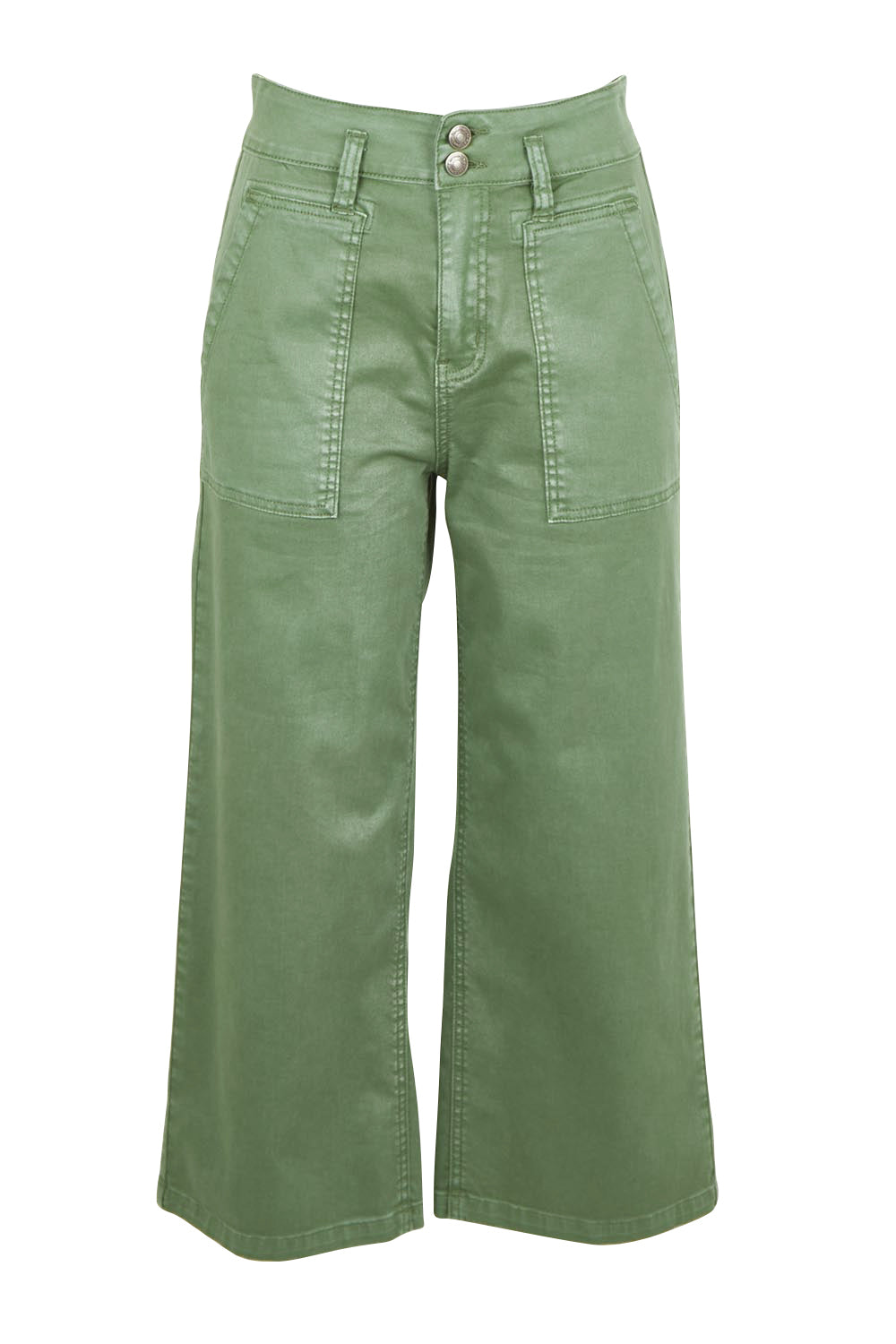 Product shot of the Hudson Crop Denim Jean - Fern in colour Fern, from the front