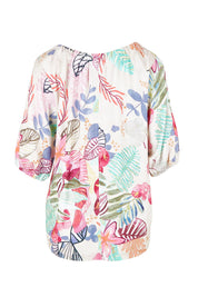 Product shot of the Desert Rose Print Top – Pinkmulti in colour Pinkmulti, from the back