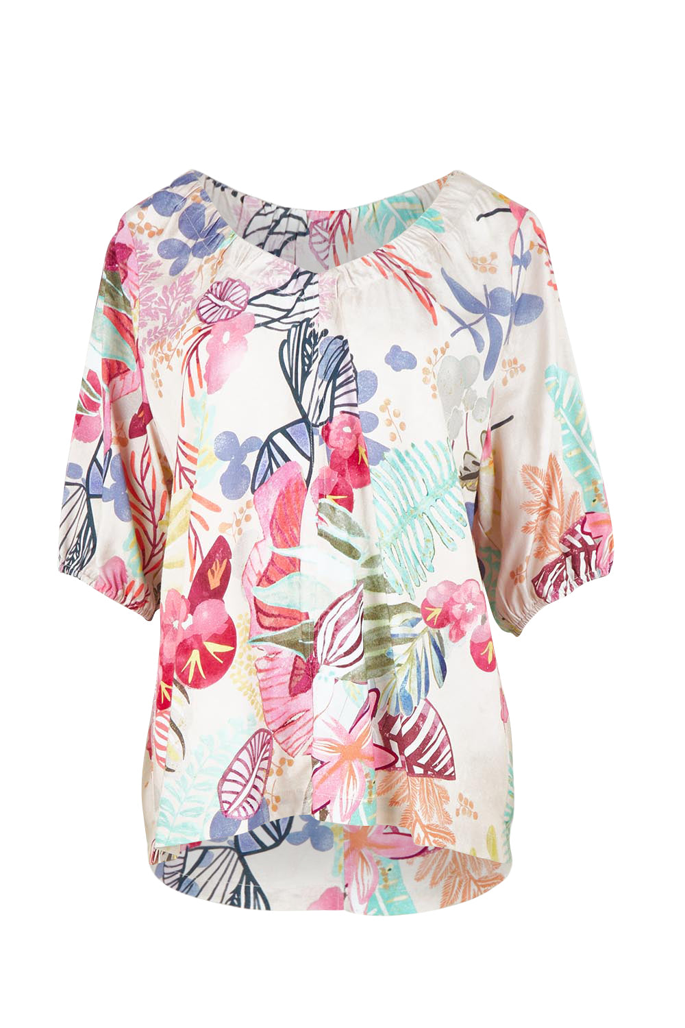 Product shot of the Desert Rose Print Top – Pinkmulti in colour Pinkmulti, from the front