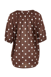 Product shot of the Riviera Spot Top – Coffee in colour Coffee, from the back