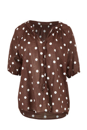Product shot of the Riviera Spot Top – Coffee in colour Coffee, from the front