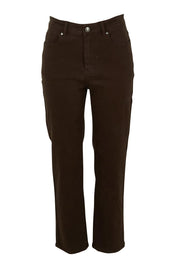 Product shot of the Slim Miracle Denim Jeans in colour Coffee, from the front