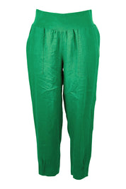Product shot of the Pull On Linen Pant in colour Emerald (Green), from the front