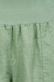 Product shot of the Pull On Linen Pant - Fern in colour Fern, showing detail