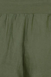 Product shot of the Pull On Linen Pant in colour Khaki (Green), detail