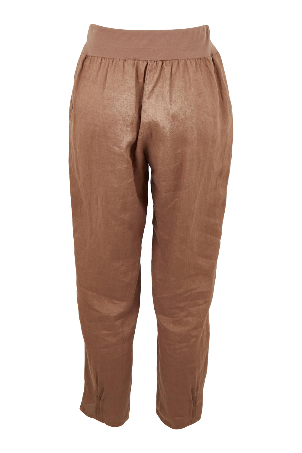 Product shot of the Pull On Linen Pant - Mocha in colour Mocha, from the back