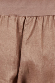 Product shot of the Pull On Linen Pant - Mocha in colour Mocha, showing detail