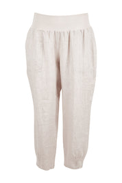 Product shot of the Pull On Linen Pant - Natural in colour Natural, from the front