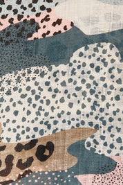 Product shot of the Abstract Animal Print Scarf in colour Animalprin, detail