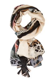 Product shot of the Abstract Animal Print Scarf in colour Animalprin, from the front