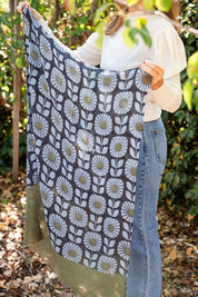 Bonnie Botanical Wool Scarf – Blue