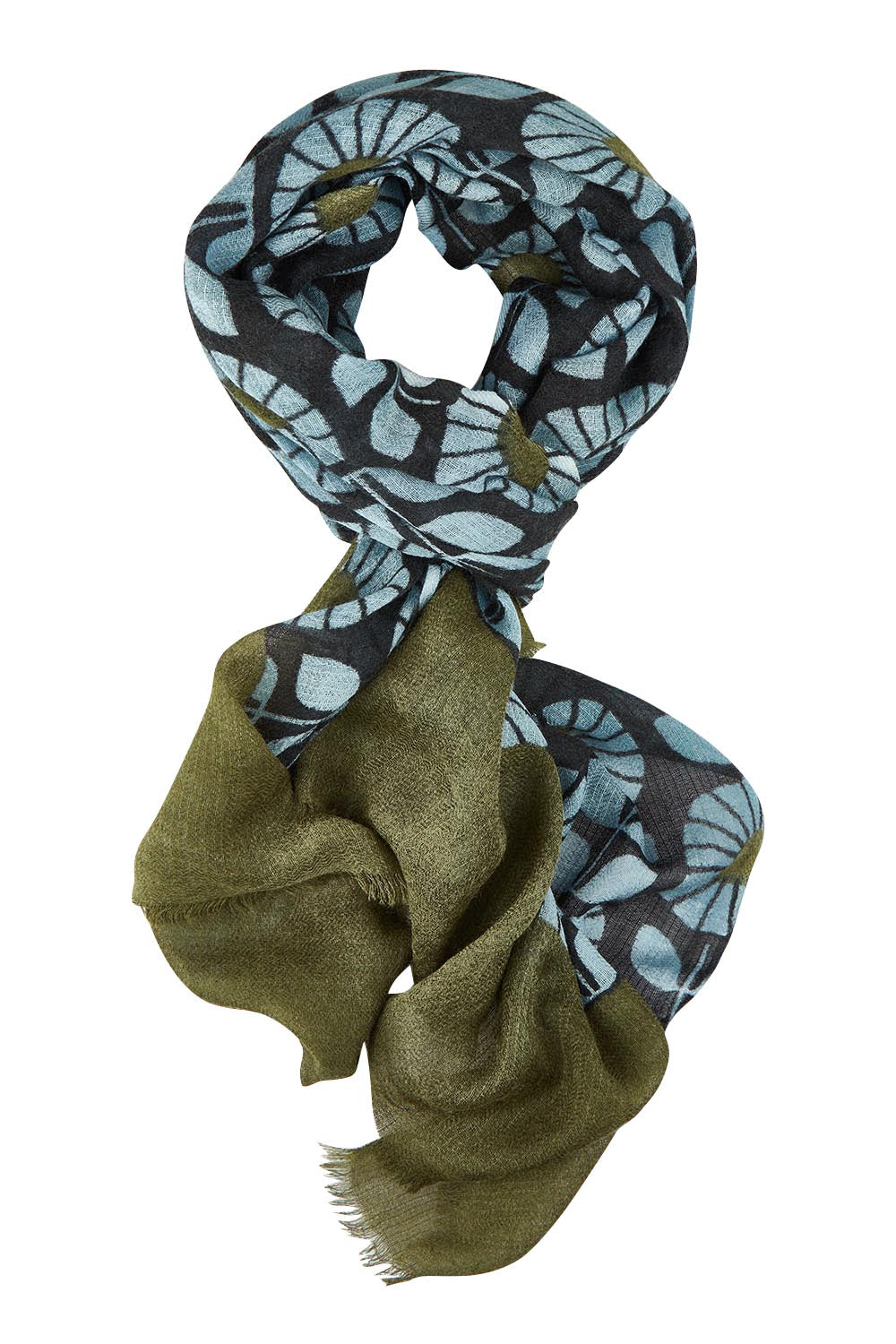 Bonnie Botanical Wool Scarf – Blue