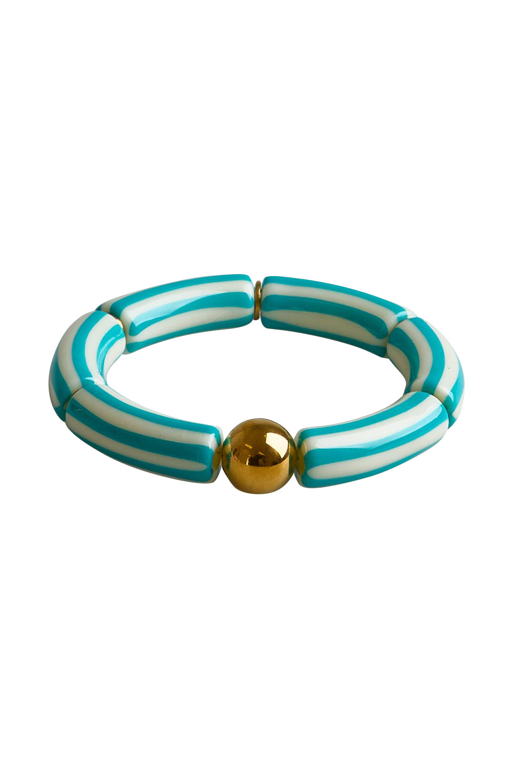 Product shot of the Candy Stripe Stretch Bracelet - Aqua in colour Aqua, from the front
