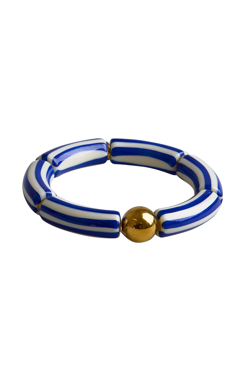 Product shot of the Candy Stripe Stretch Bracelet - Navy in colour Navy, from the front