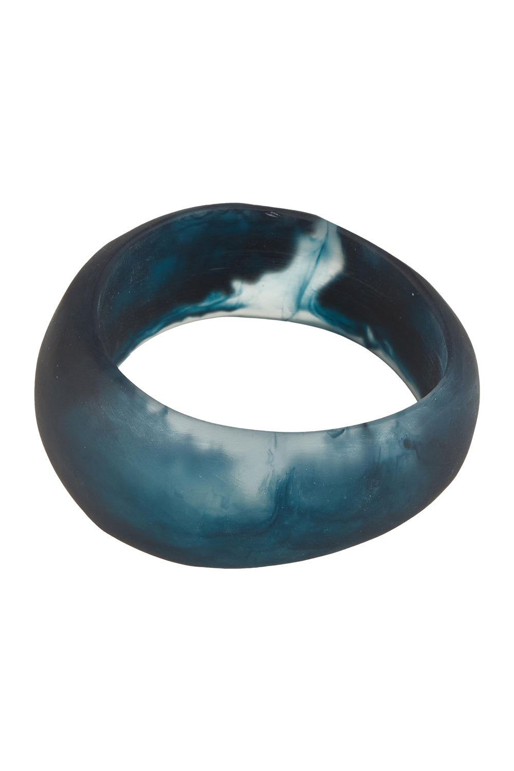 Product shot of the Resin Stacking Cuff Bangle in colour Navy (Blue), from the front