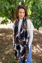 Georgia Animal Print Scarf – Black