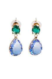 Imogen Teardrop Crystal Dangle Earring - Bluegreen