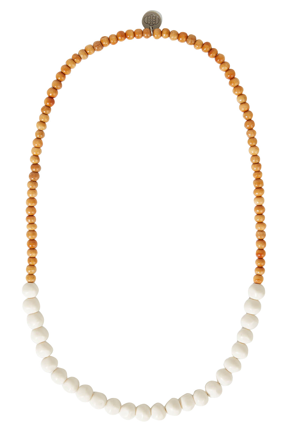 Product shot of the Mini Wood & Rock Necklace in colour White (White), from the front