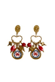 Product shot of the Monaco Crab Charm Earring - Multi in colour Multi, from the front
