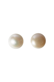 Product shot of the Sterling Silver Large Pearl Stud in colour Silver (White), from the front