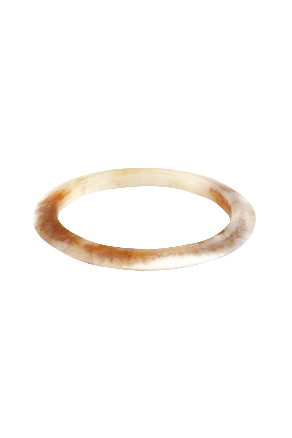 Product shot of the Point Resin Stacking Bangle in colour Horn, from the front