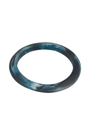Product shot of the Point Resin Stacking Bangle in colour Navy (Blue), from the front