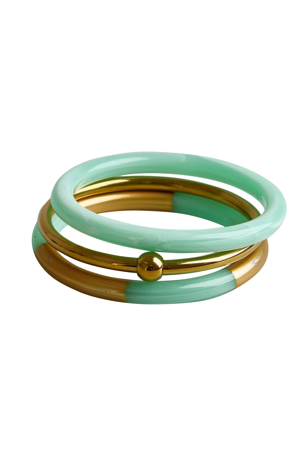 Product shot of the Riviera 3 Stack Bangle - Aqua in colour Aqua, from the front