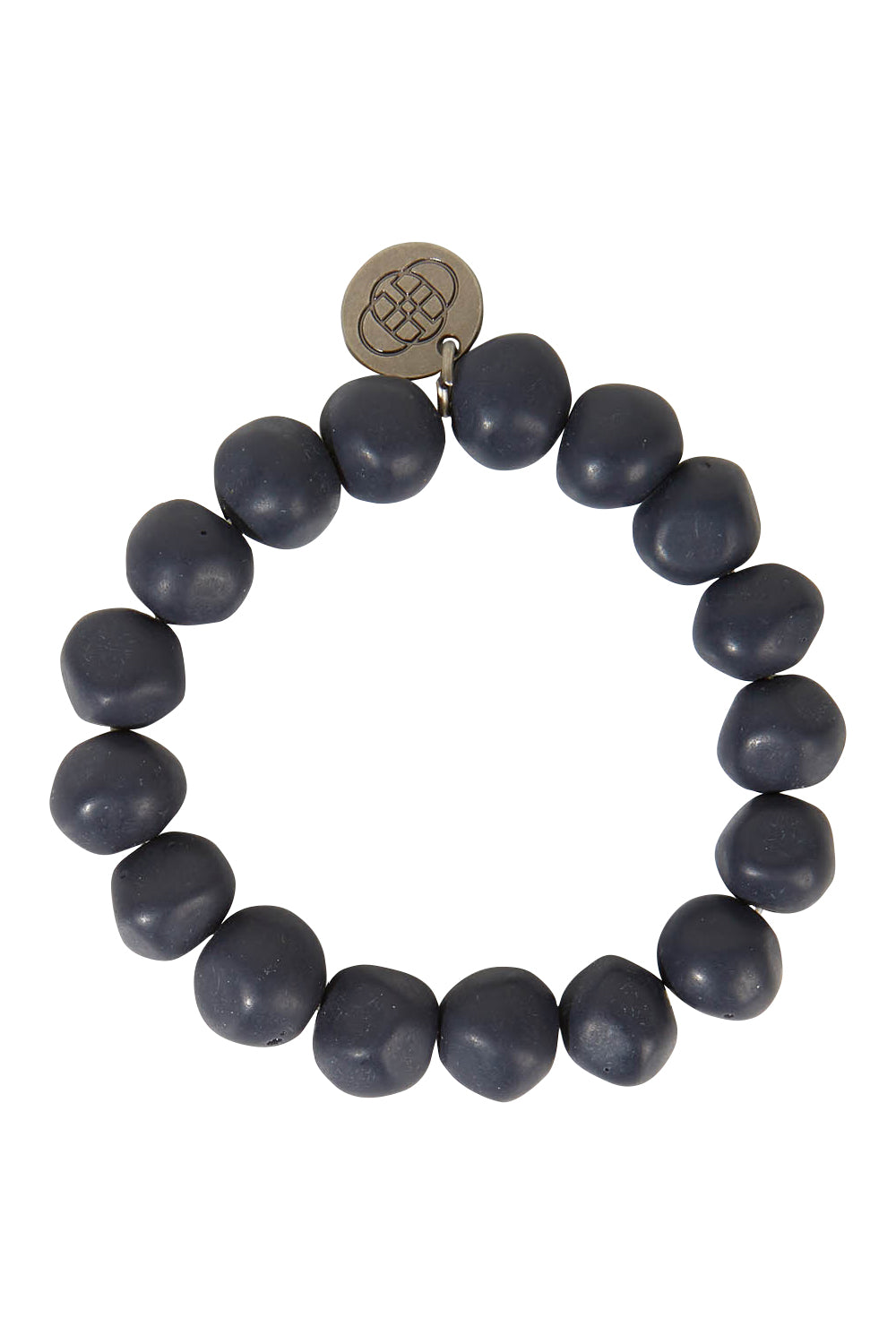 Product shot of the Rock Resin Bracelet in colour Navy (Blue), from the front