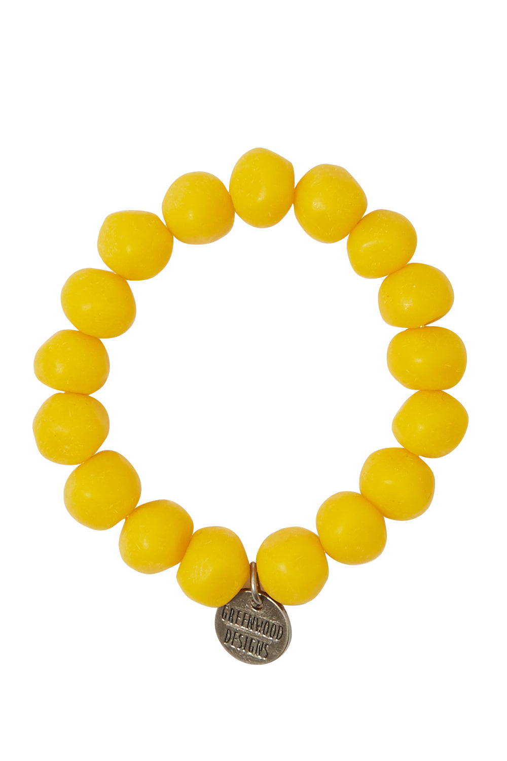 Product shot of the Rock Resin Bracelet in colour Yellow, from the front