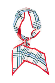 Product shot of the Satin Neck Scarf - Redcheck in colour Redcheck, from the front