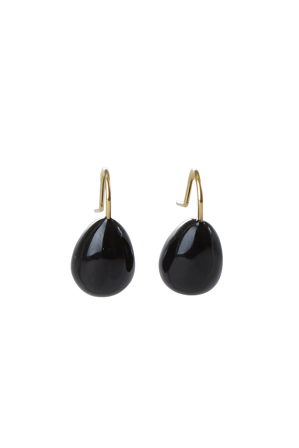 Product shot of the Enamel Drop Earrings in colour Black (Black), from the front