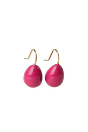 Product shot of the Enamel Drop Earrings in colour Hotpink (Pink), from the front
