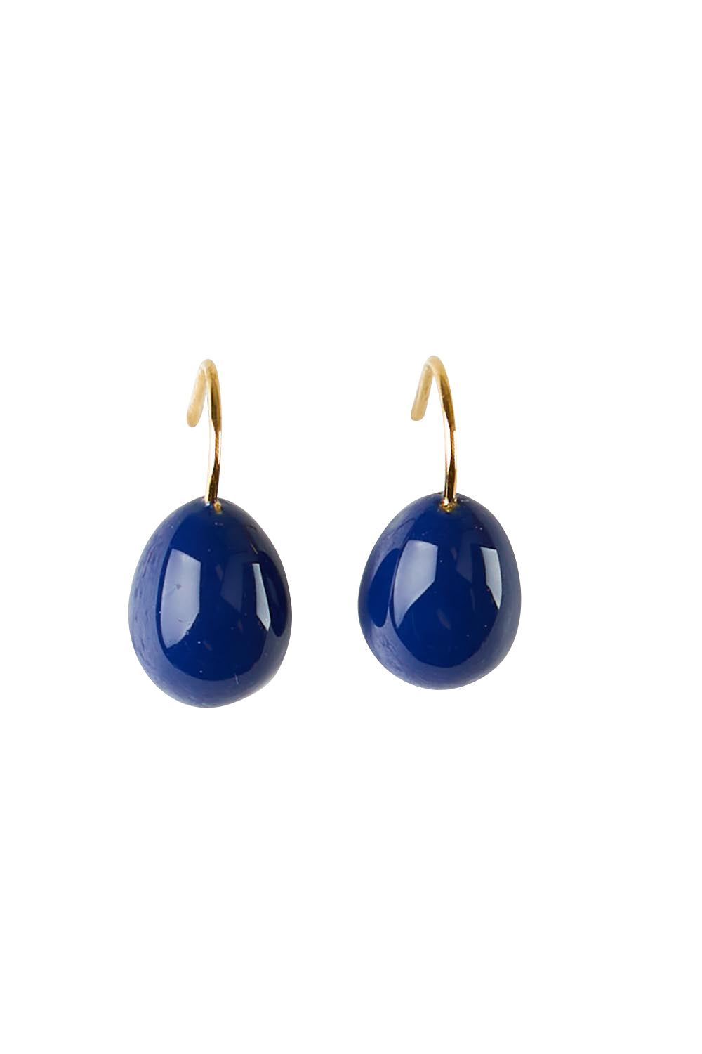 Product shot of the Alice Enamel Drop Earrings - Navy in colour Navy, from the front